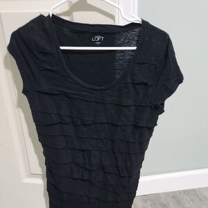 LOFT Black Layered Short Sleeve Tee